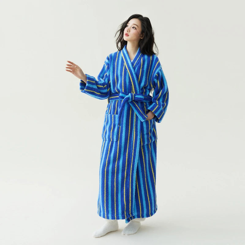 Peignoir femme polaire corail bleu