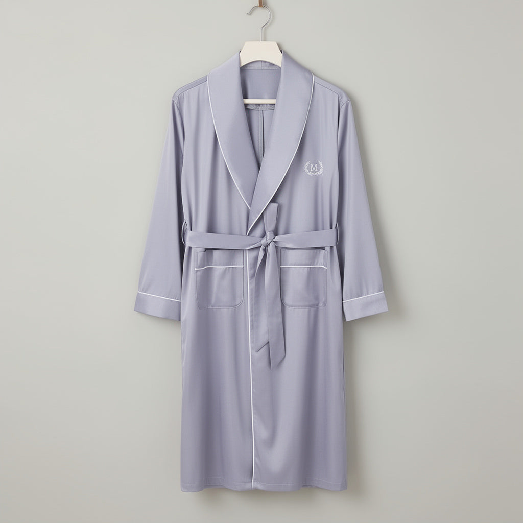 Peignoir Homme | Satin Gris clair