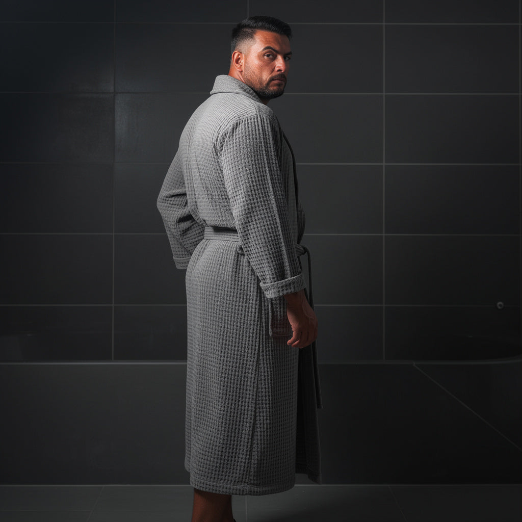 Peignoir homme nid d'abeille gris