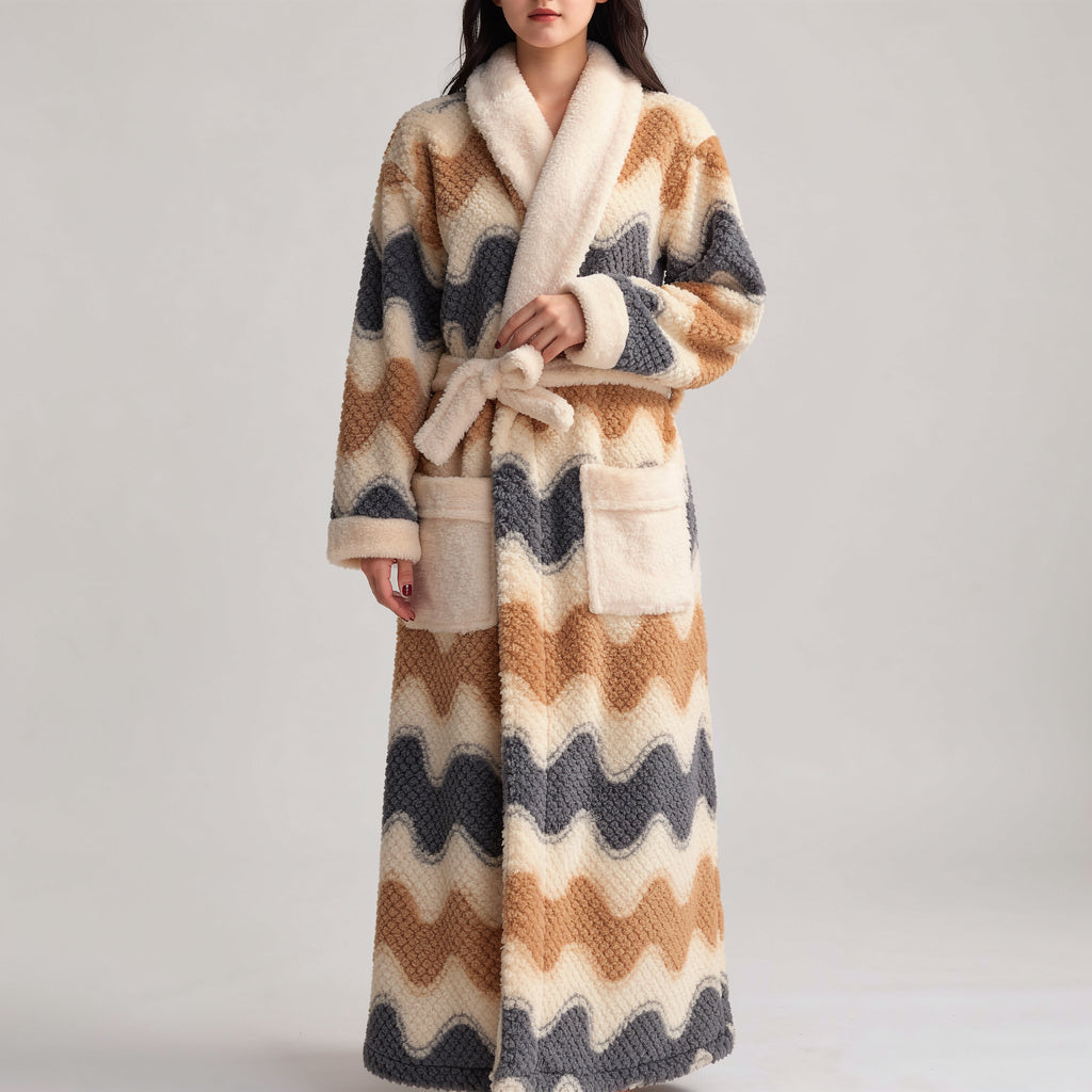 Peignoir femme polaire à motifs ondulés