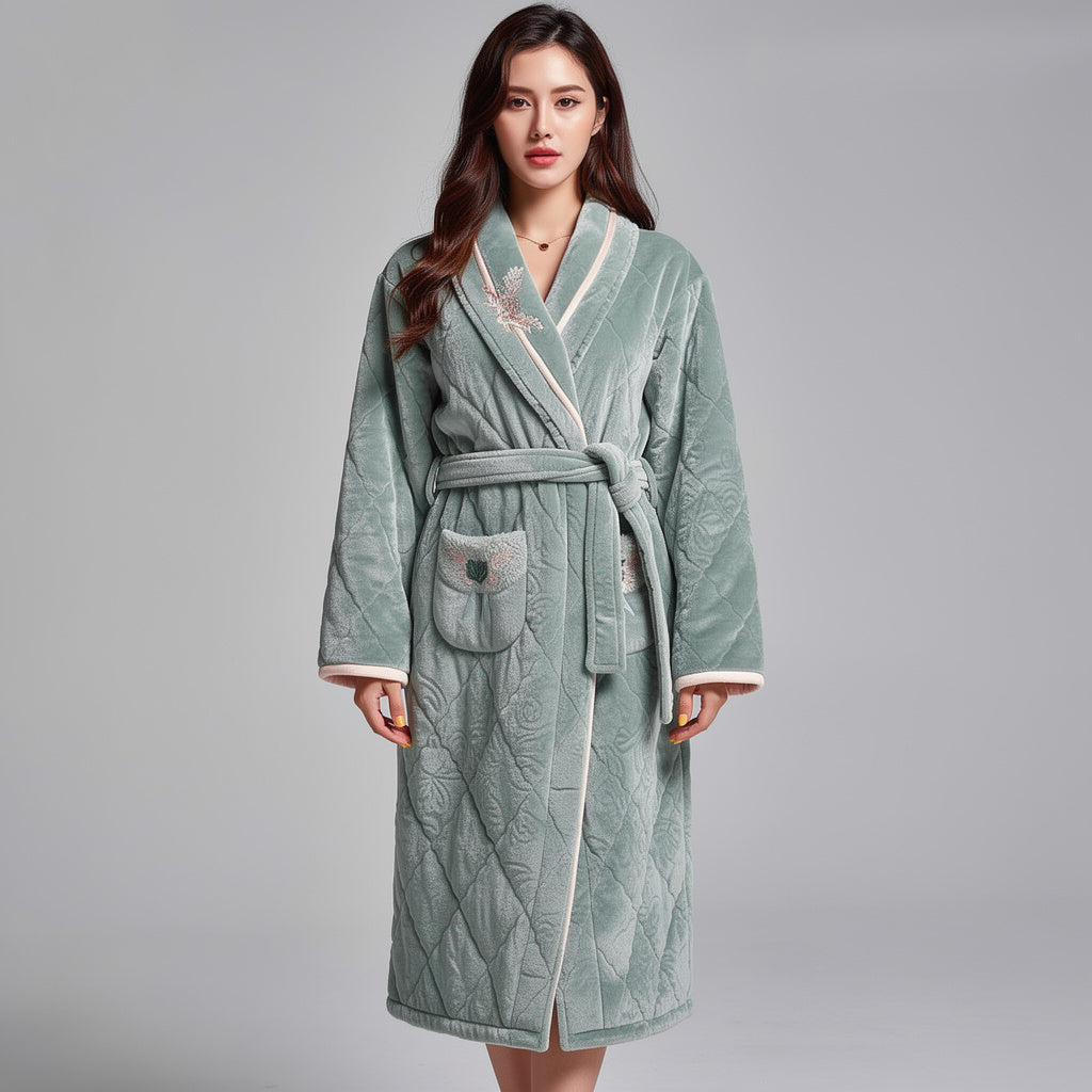 Peignoir femme polaire vert d’eau