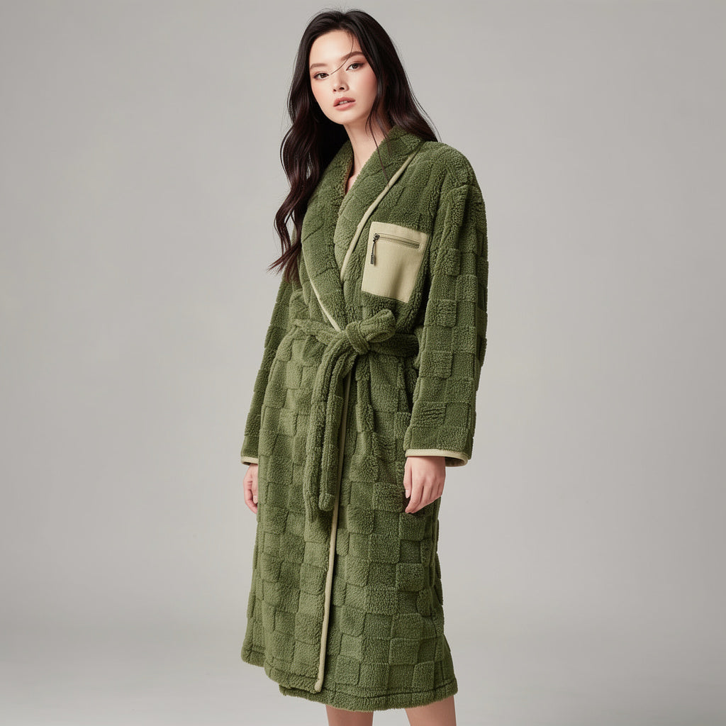 Peignoir femme polaire vert kaki
