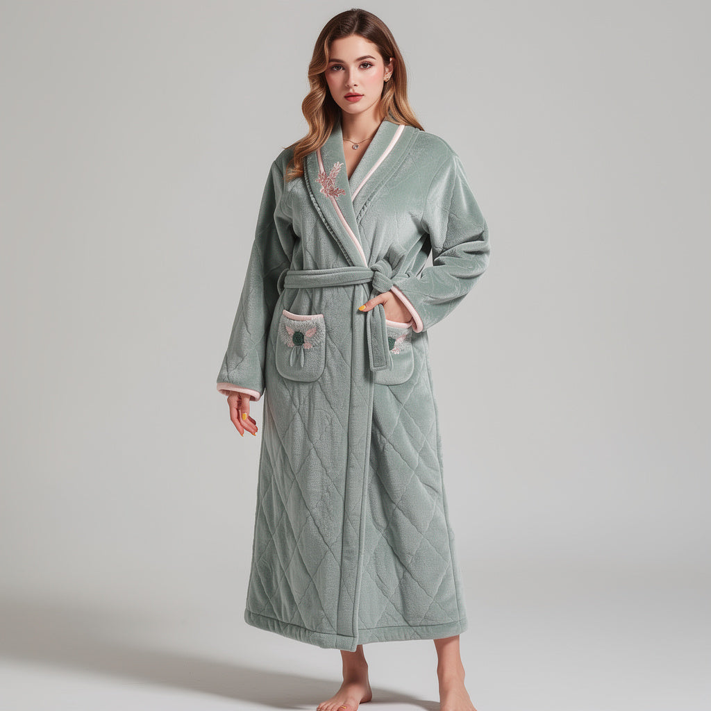Peignoir femme polaire vert d’eau
