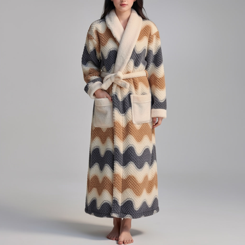 Peignoir femme polaire à motifs ondulés