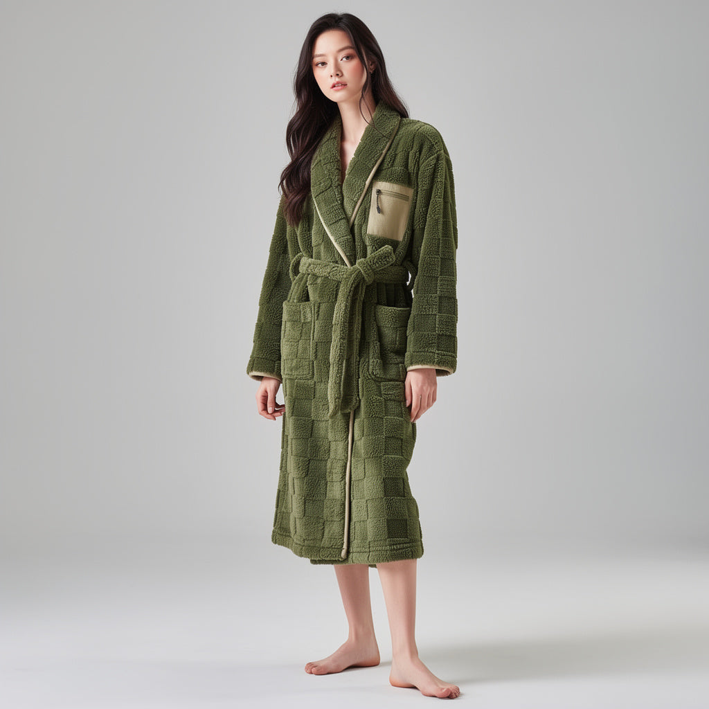 Peignoir femme polaire vert kaki
