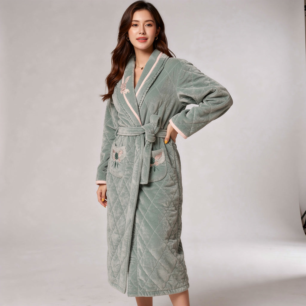 Peignoir femme polaire vert d’eau