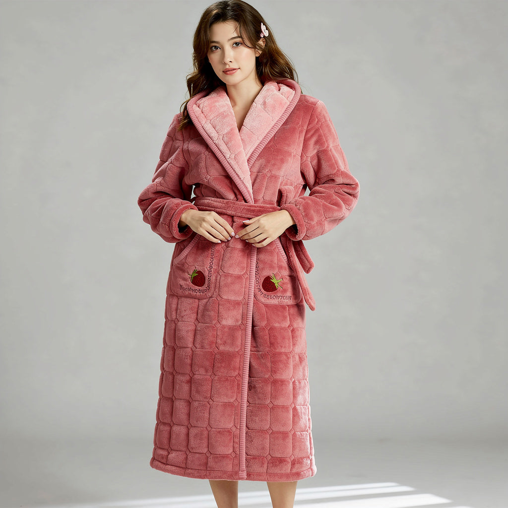 Peignoir femme polaire à capuche rose