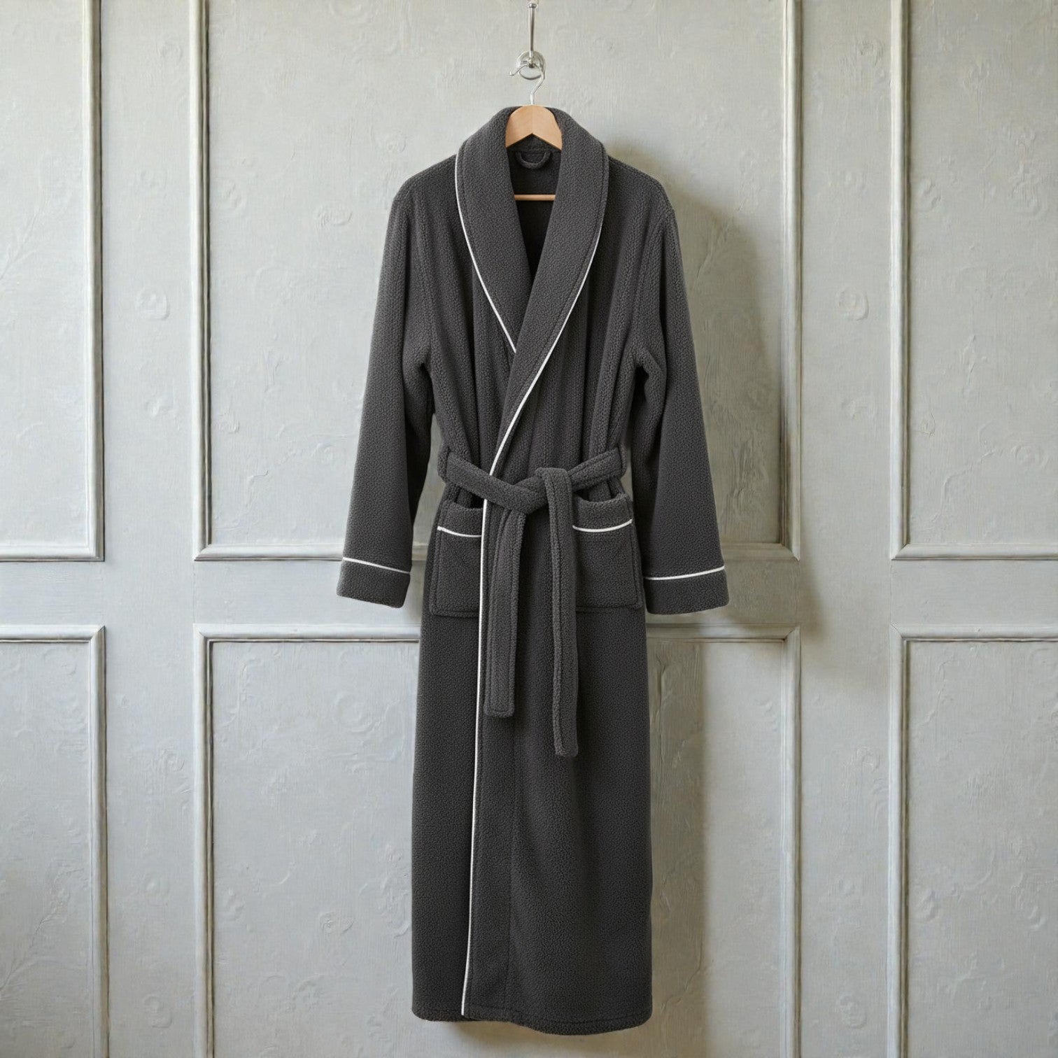Peignoir homme polaire gris foncé