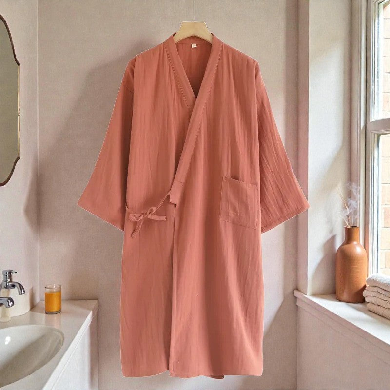 Peignoir homme coton terracotta