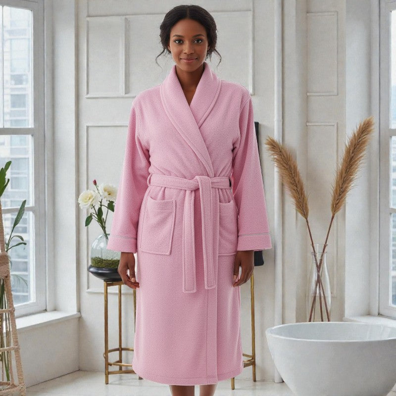 Peignoir femme éponge rose poudré