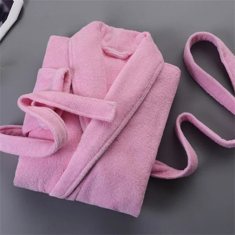 Peignoir femme éponge rose poudré