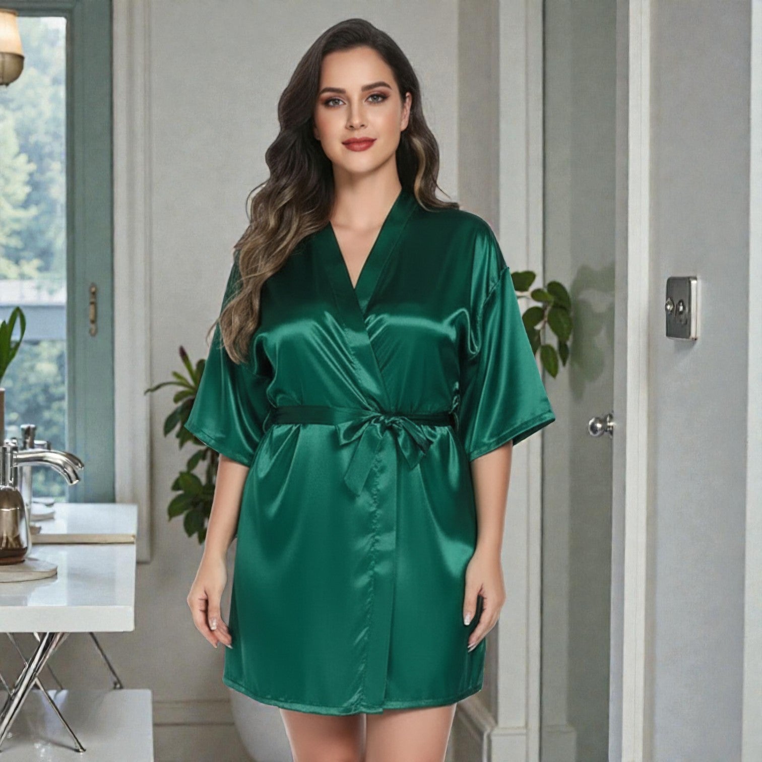 Peignoir en satin pour femme