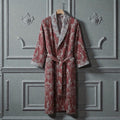 Peignoir homme coton imprimé bordeaux