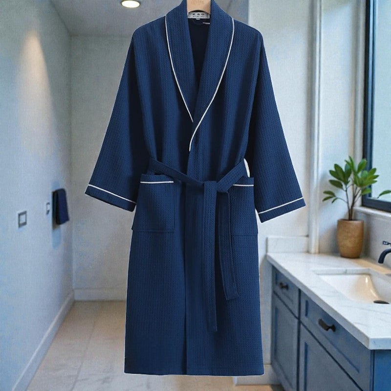 Peignoir femme nid d'abeille bleu marine