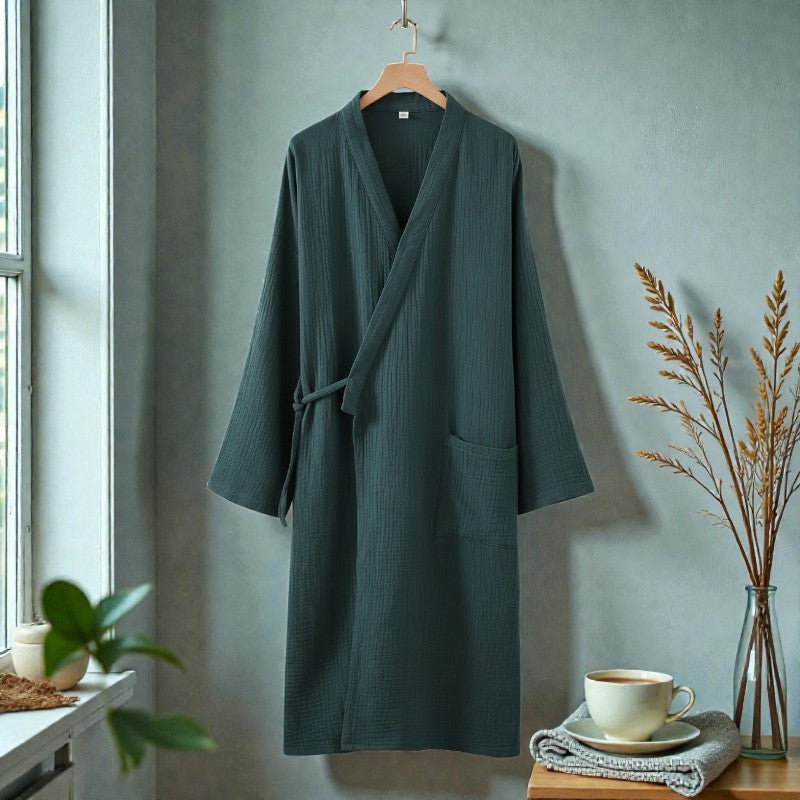 Peignoir homme coton vert foncé