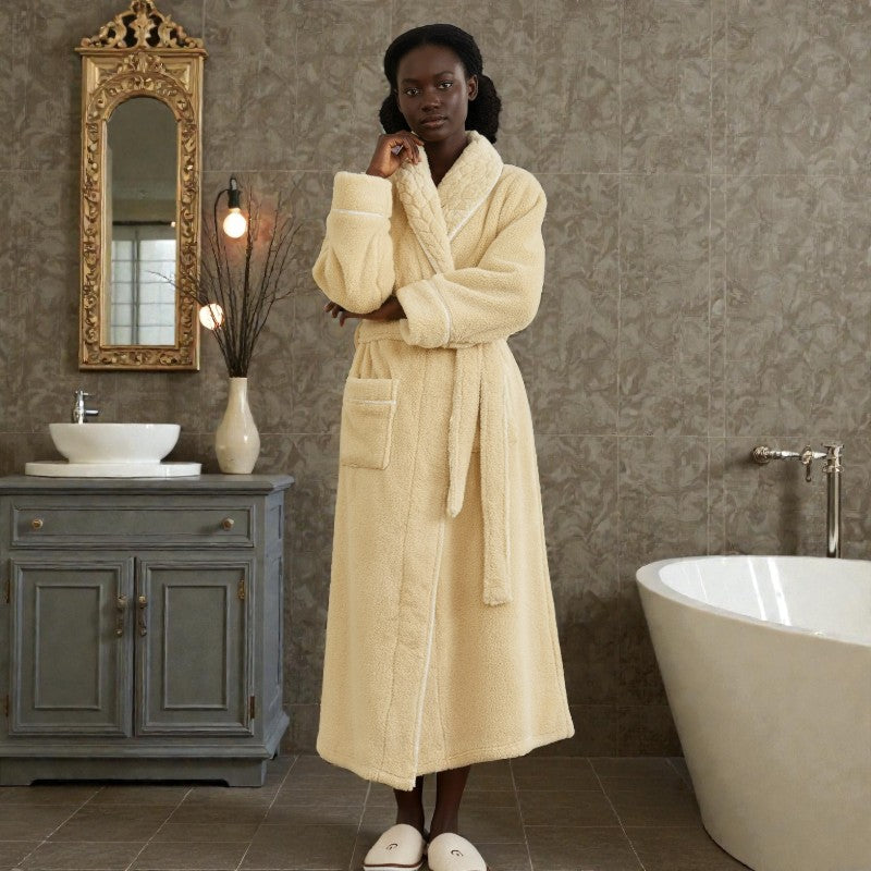 Peignoir femme polaire jaune clair