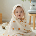 Cape de bain bébé en coton gaze champignons