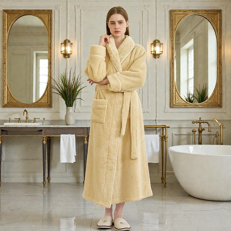 Peignoir femme polaire jaune clair