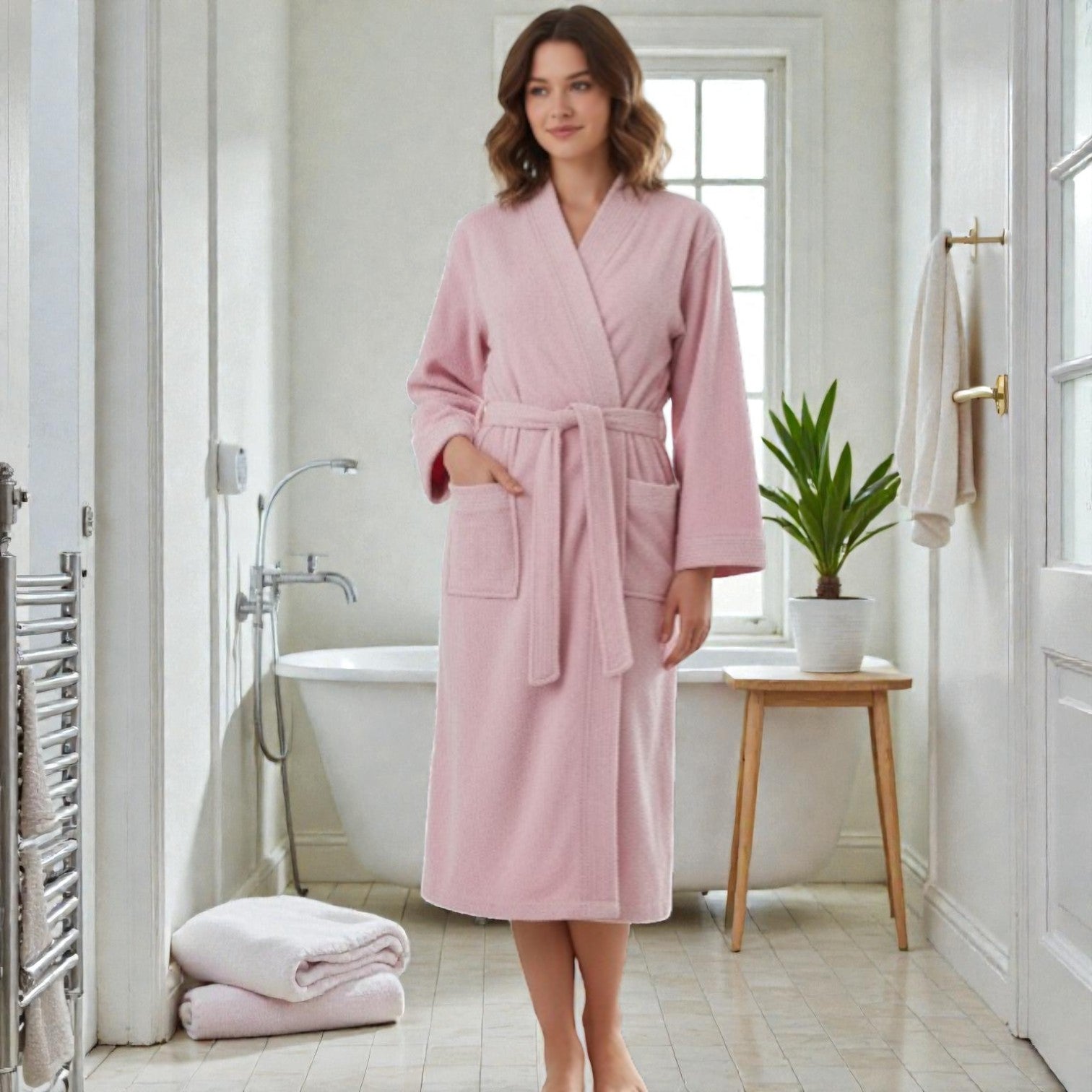 Peignoir femme éponge rose