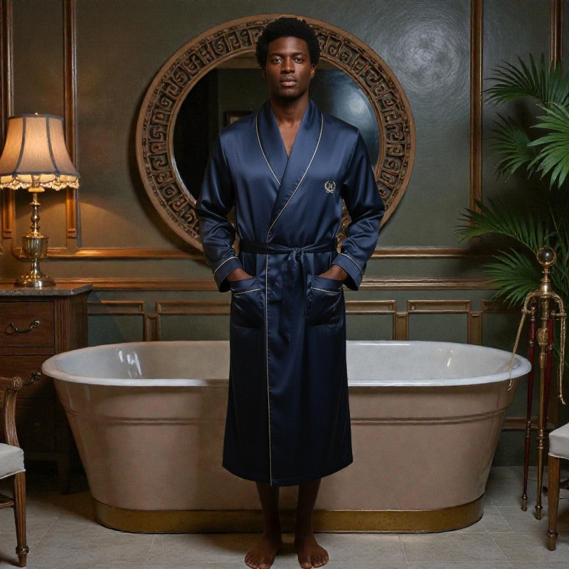 Peignoir Homme | Satin Bleu marine
