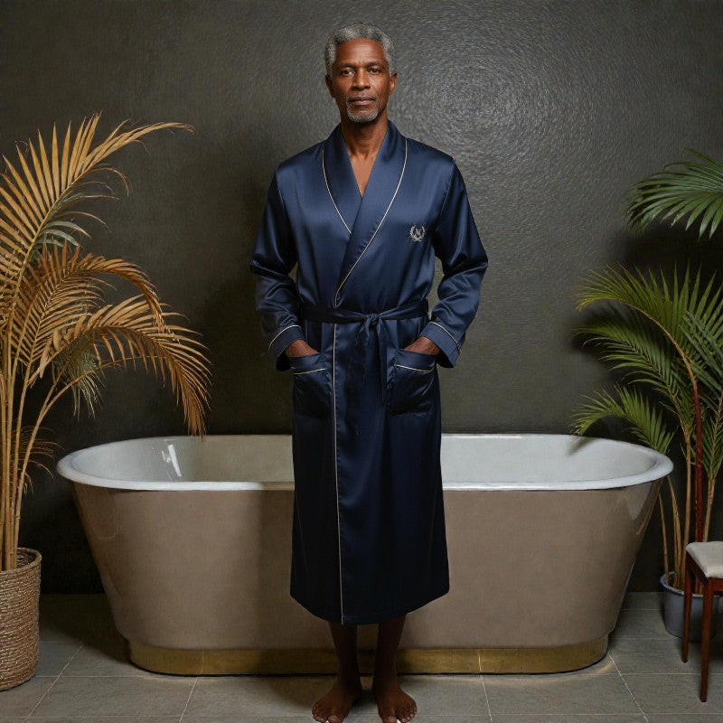 Peignoir Homme | Satin Bleu marine