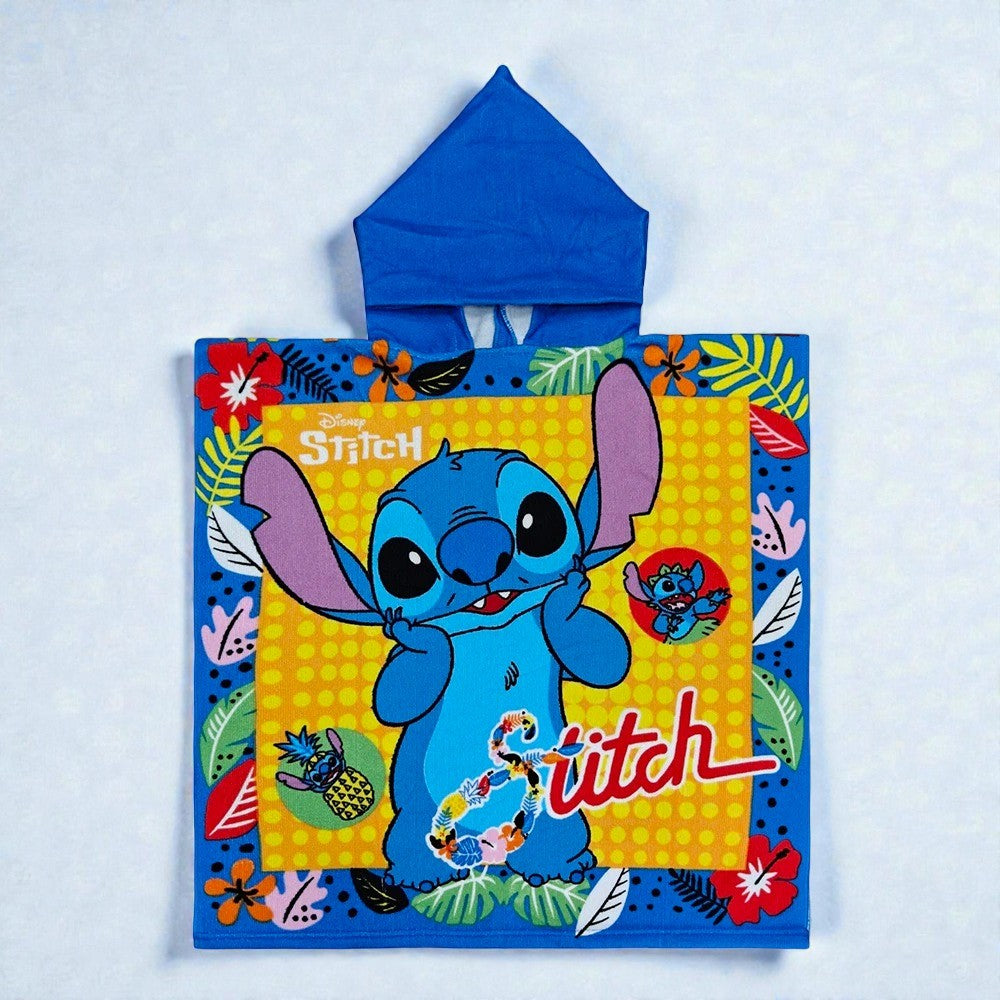 Cape de bain enfant Stitch bleue