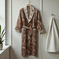 Peignoir homme coton jacquard imprimé marron