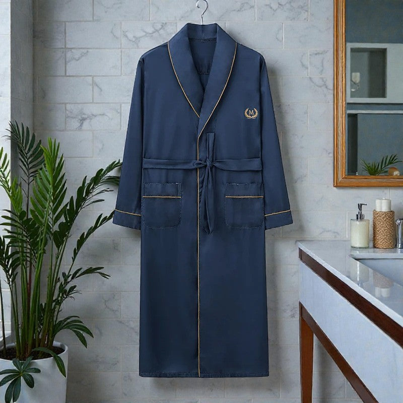 Peignoir Homme | Satin Bleu marine