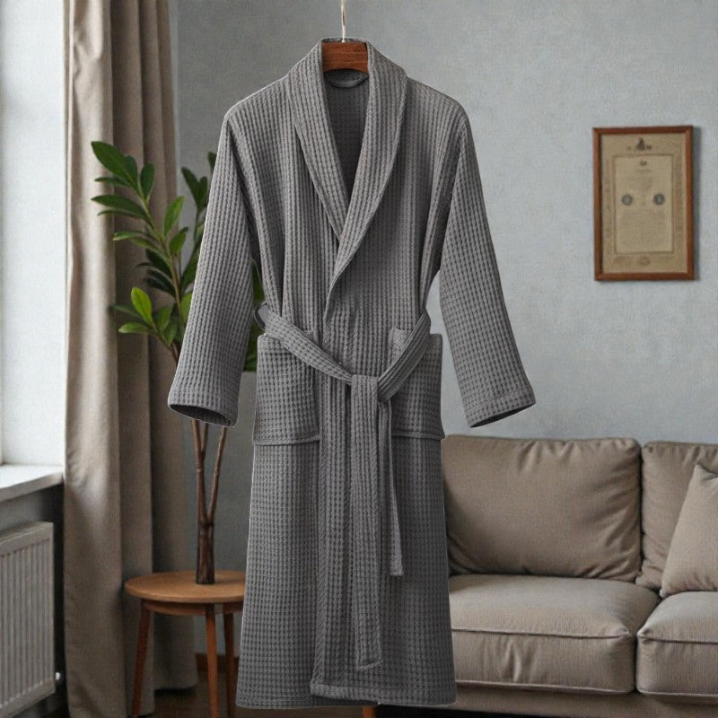 Peignoir femme nid d'abeille gris minéral