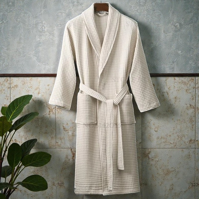 Peignoir homme nid d'abeille blanc