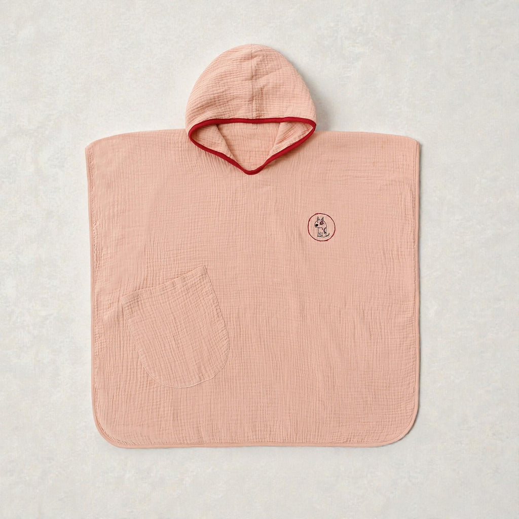 Cape de bain enfant en mousseline rose