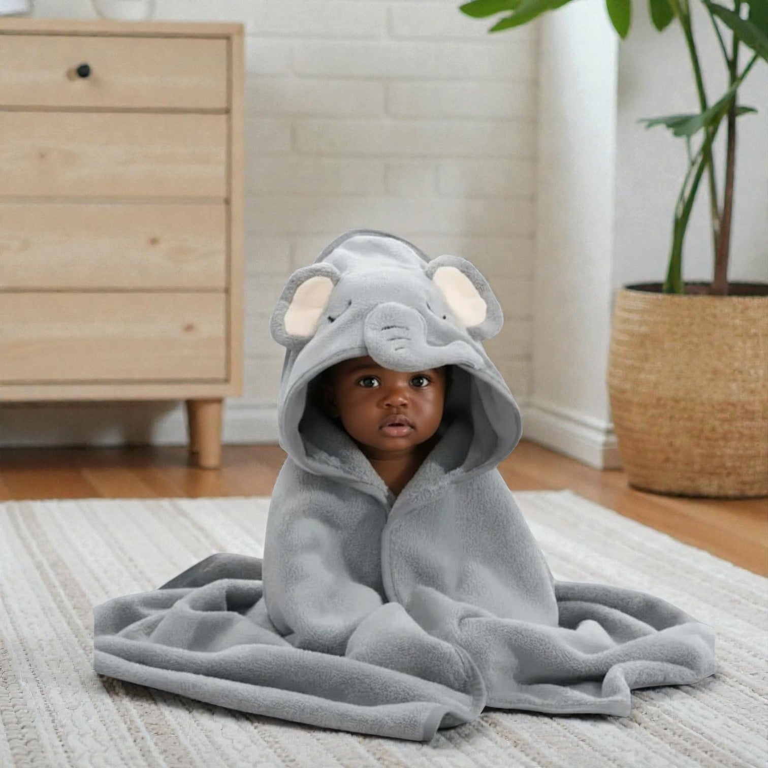 Cape de bain bébé à capuche éléphant
