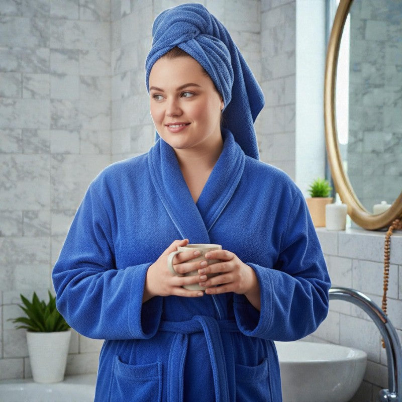 Peignoir femme éponge bleu royal