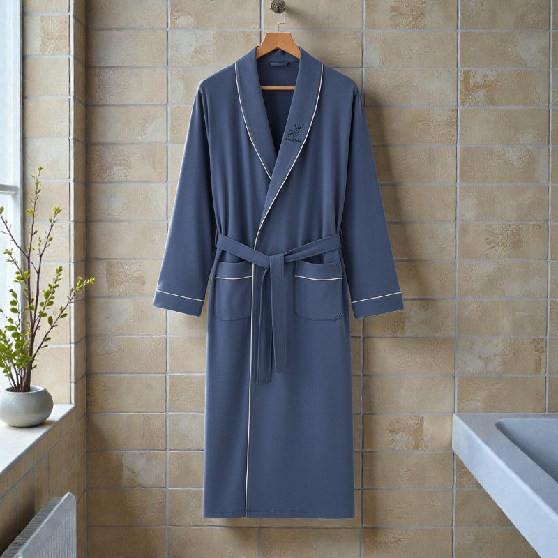 Peignoir coton homme bleu