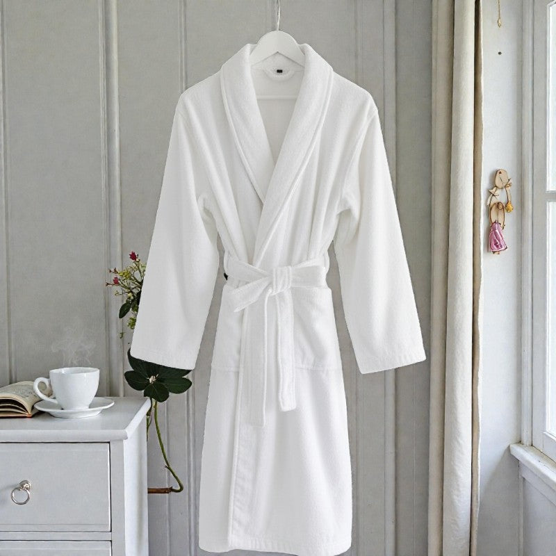 Peignoir femme et homme éponge blanc