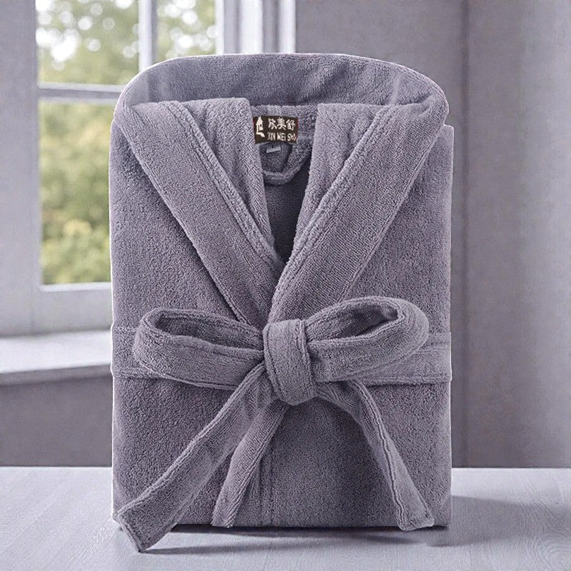 Peignoir de bain homme éponge - Gris à capuche