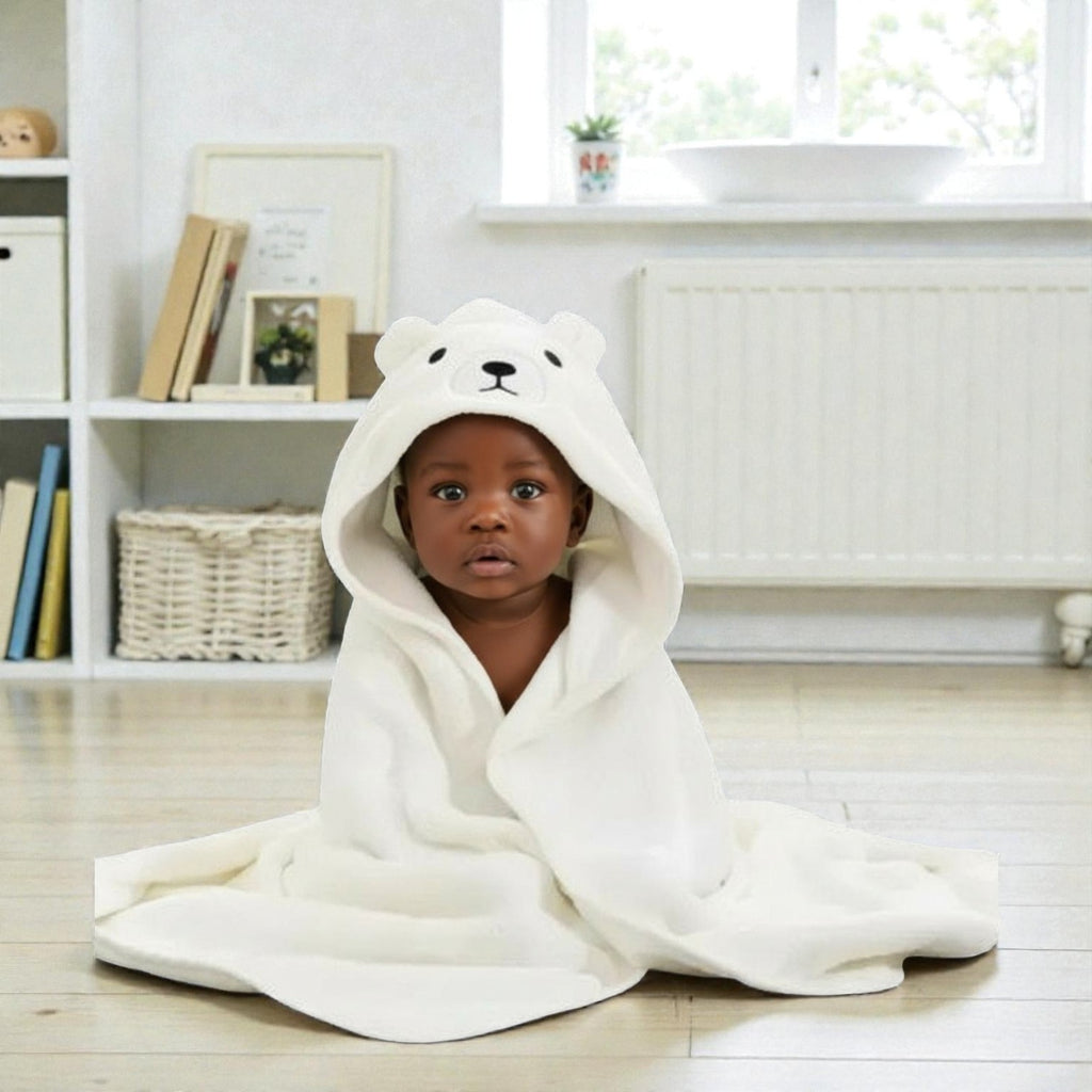 Cape de bain bébé ours blanc