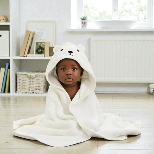 Cape de bain bébé ours blanc
