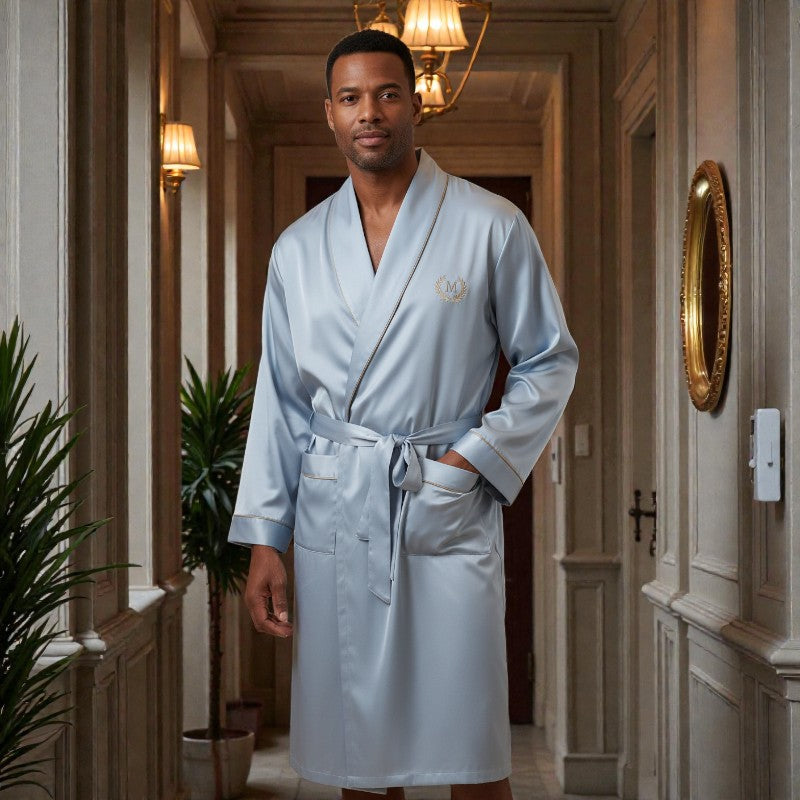 Peignoir Satin Homme | Bleu clair