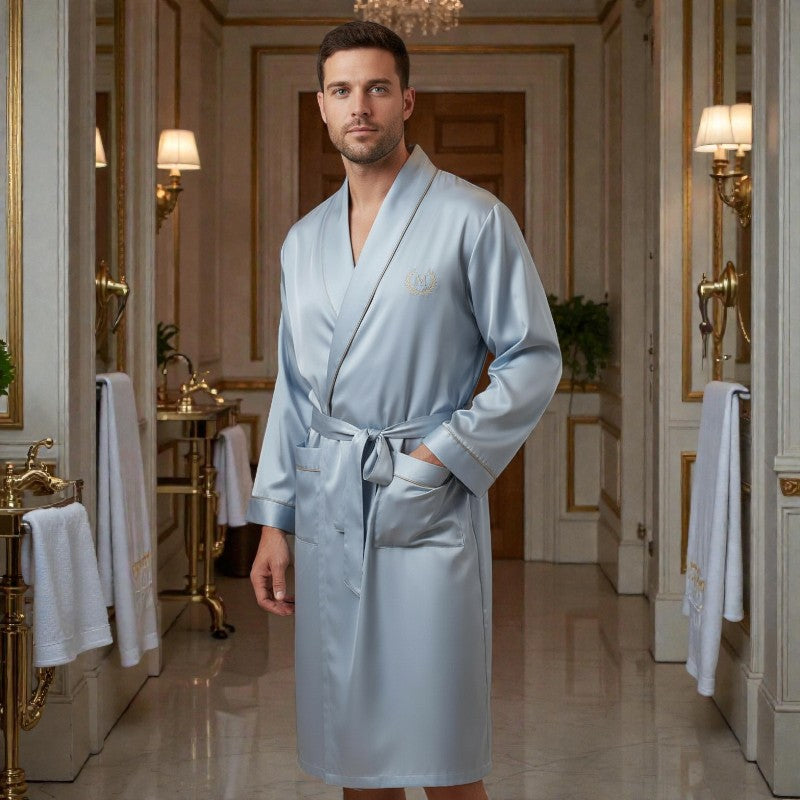 Peignoir Satin Homme | Bleu clair