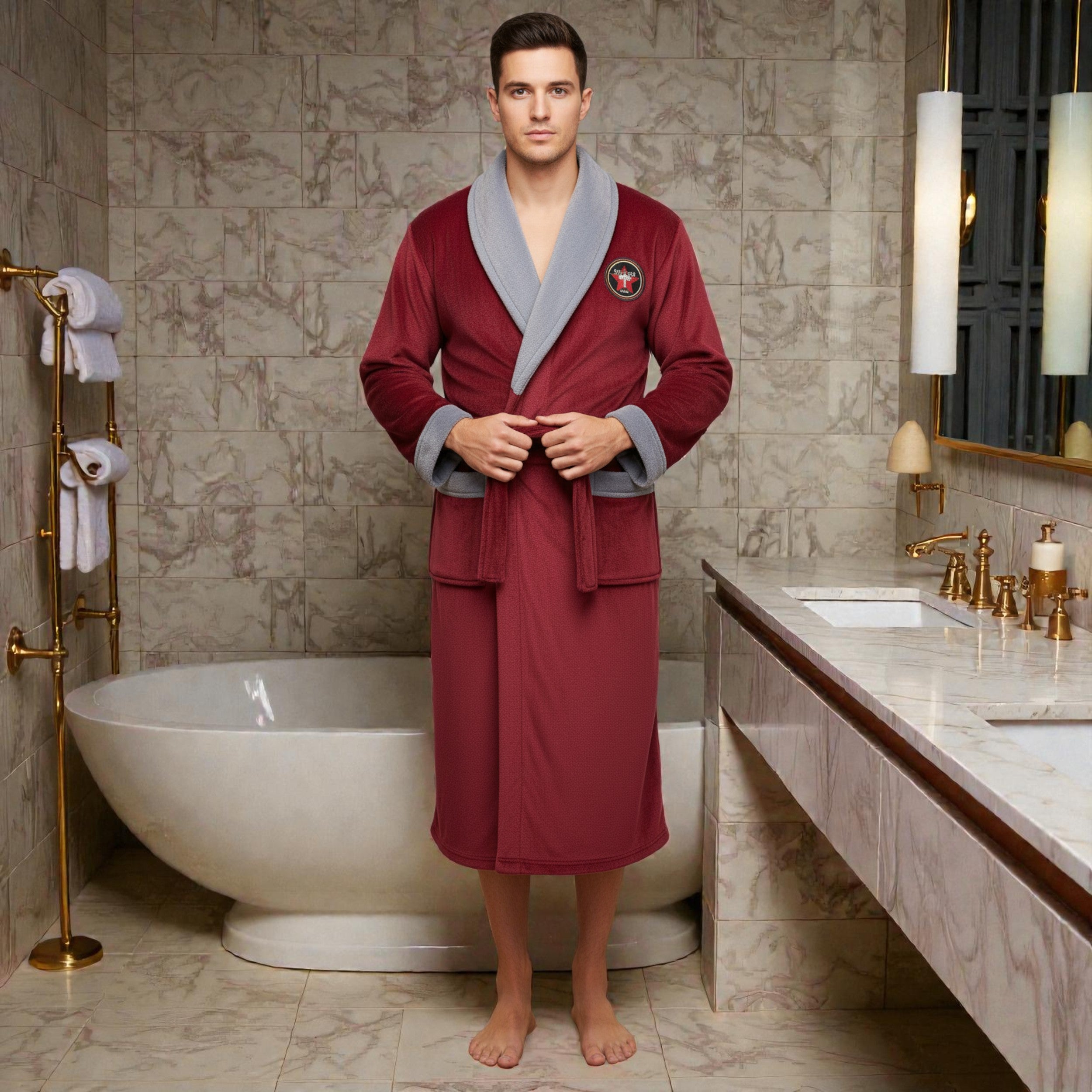 Peignoir polaire homme - Bordeaux