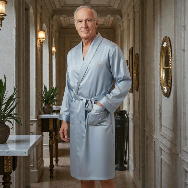 Peignoir Satin Homme | Bleu clair