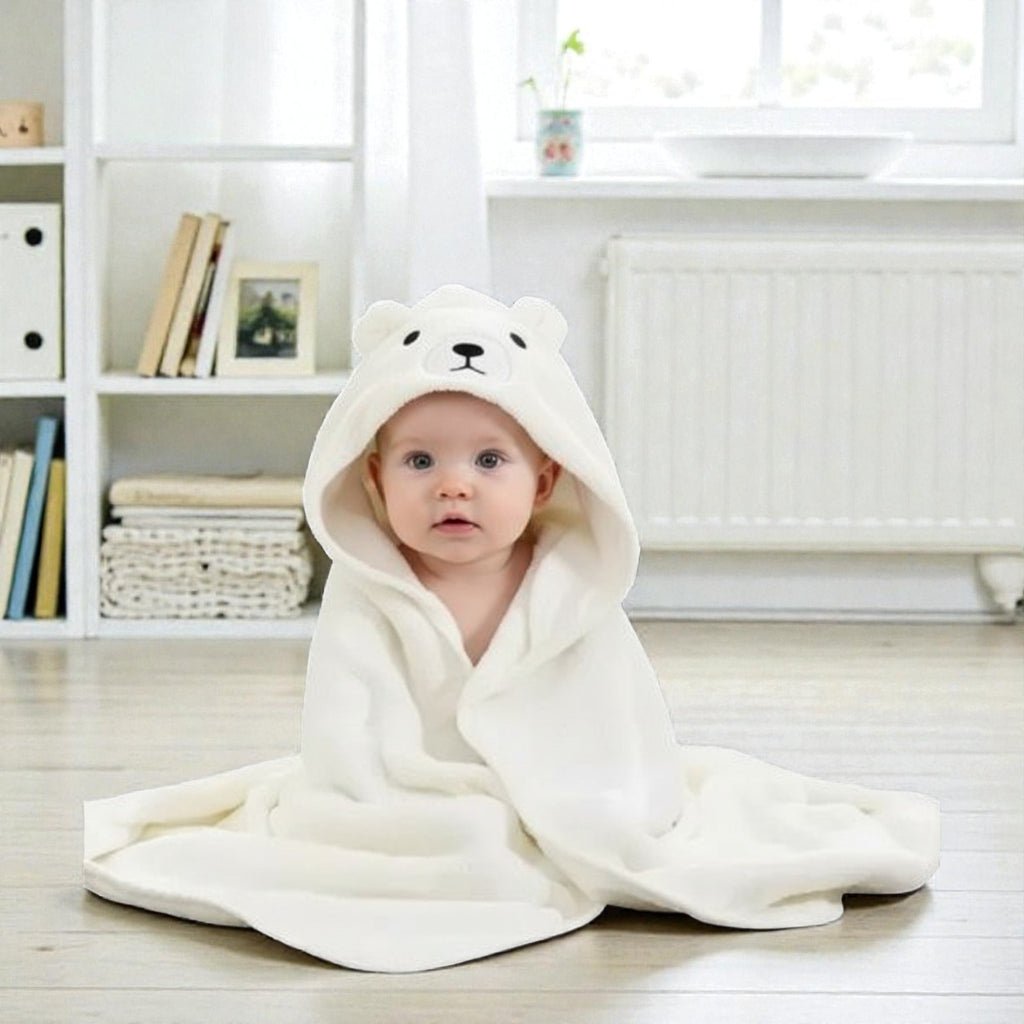 Cape de bain bébé ours blanc