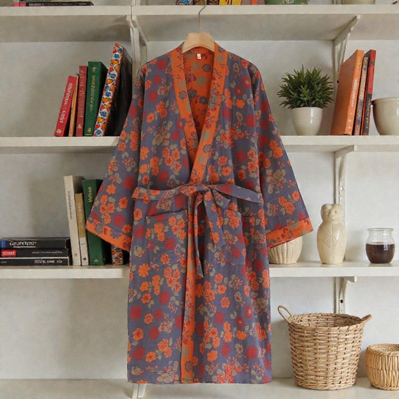 Peignoir femme coton fleuri