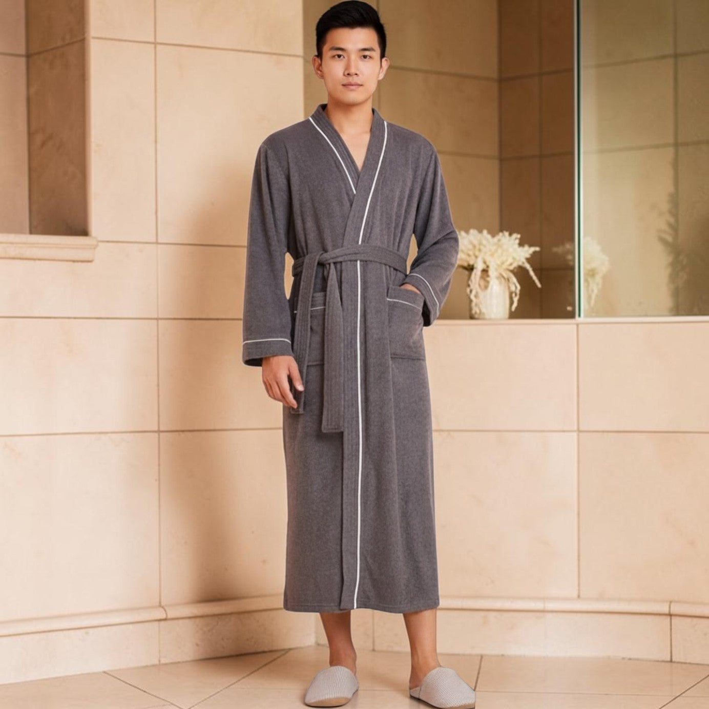 Peignoir Homme Gris | Éponge