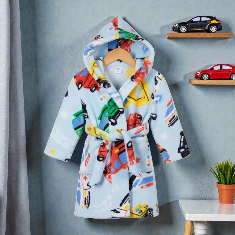 Peignoir enfant polaire à capuches voitures