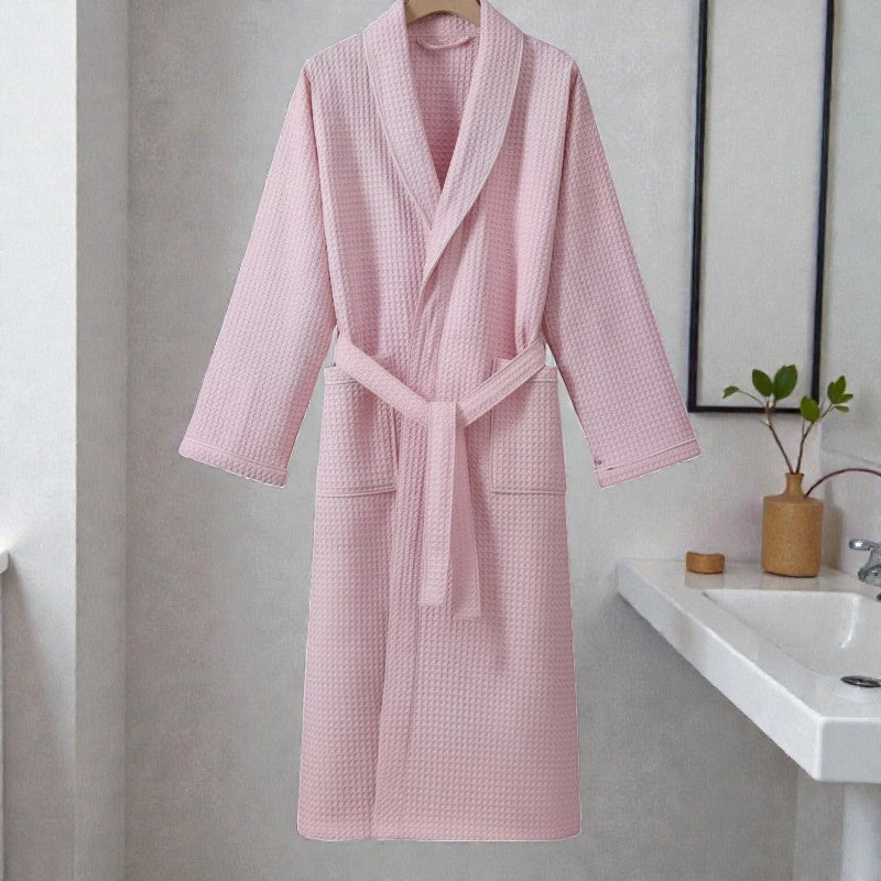 Peignoir femme nid d'abeille rose