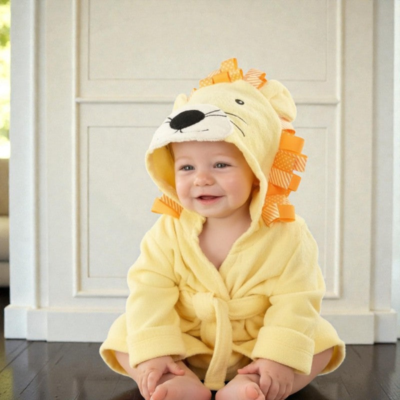 Cape de bain bébé lion