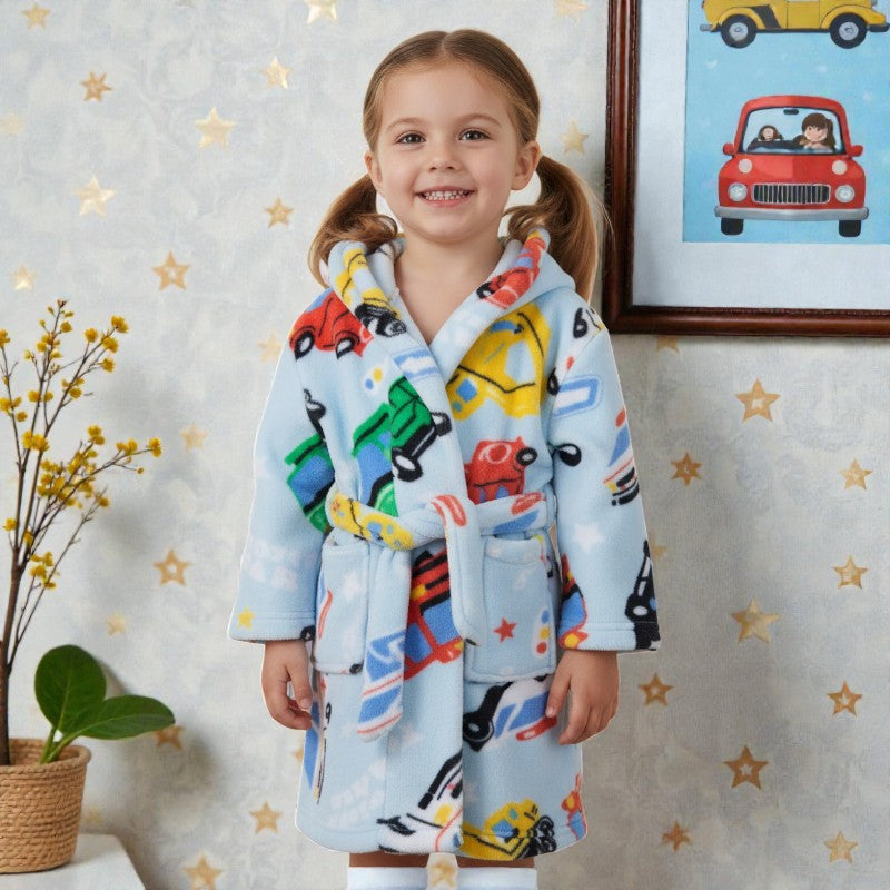 Peignoir enfant polaire à capuches voitures