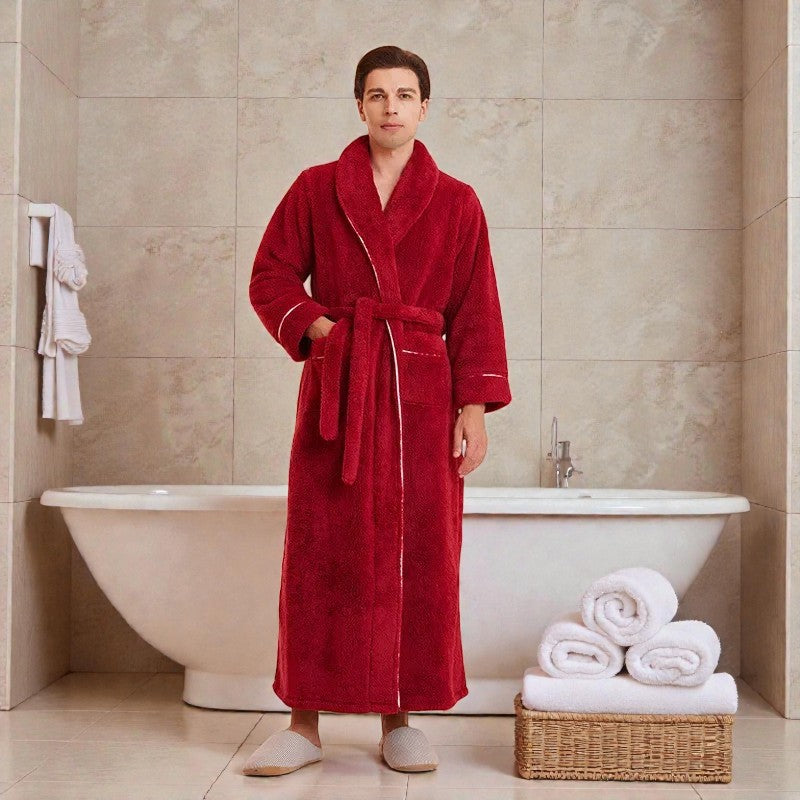 Peignoir homme polaire rouge